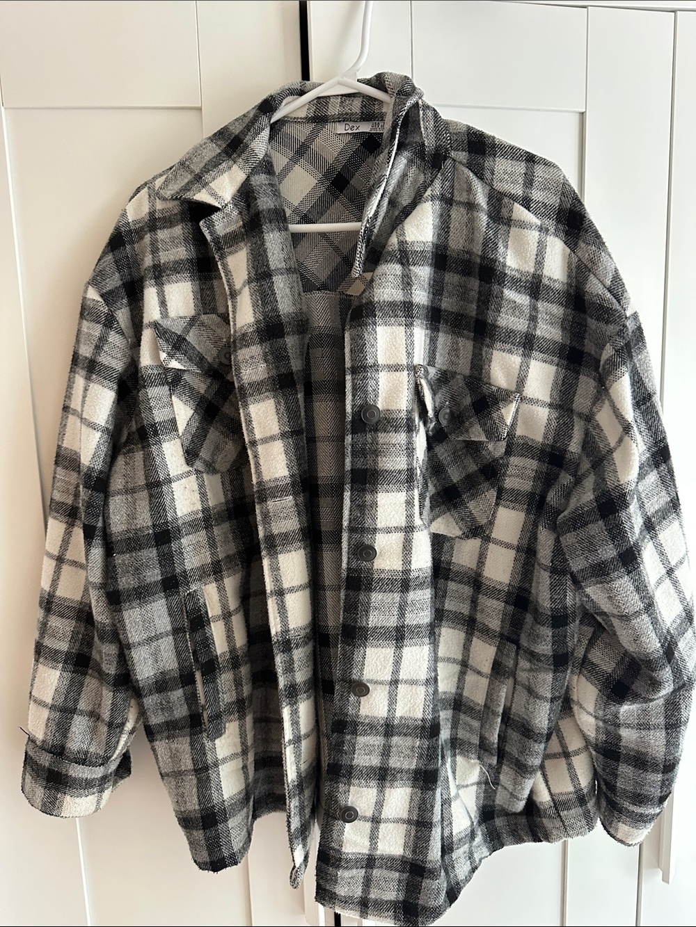 Dex Black and White Plaid Shirt Jacket